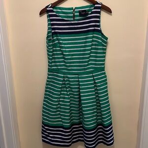 Just…Taylor dress, women’s size 10, green and navy with white stripes